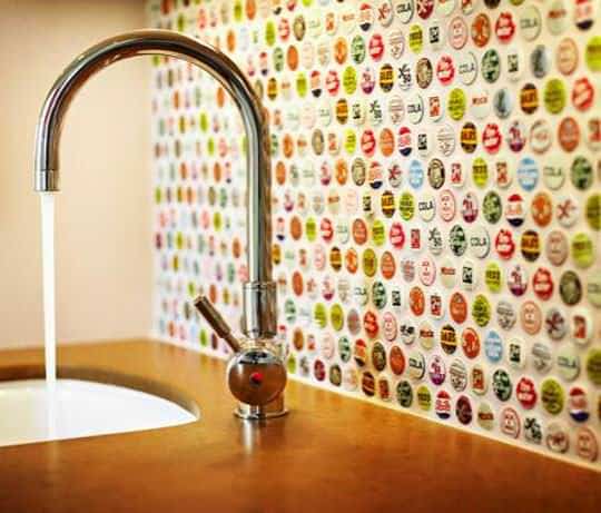 Bottle Cap Backsplash 1 • Do-It-Yourself Ideas