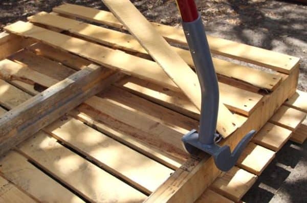 Pallet information includes ways to break them apart, like using a pallet buster tool.