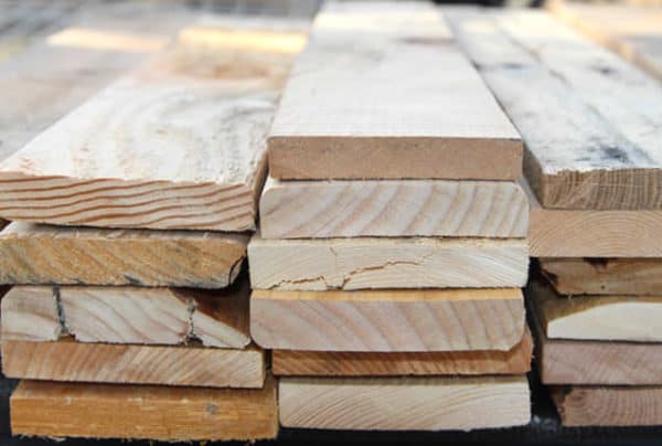 A stack of pallet wood.