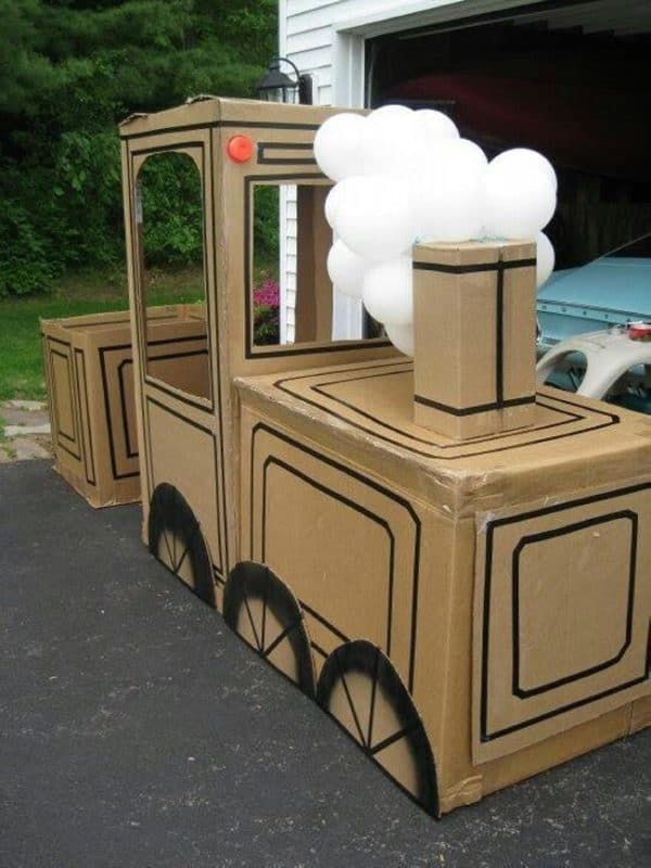 make a large cardboard train