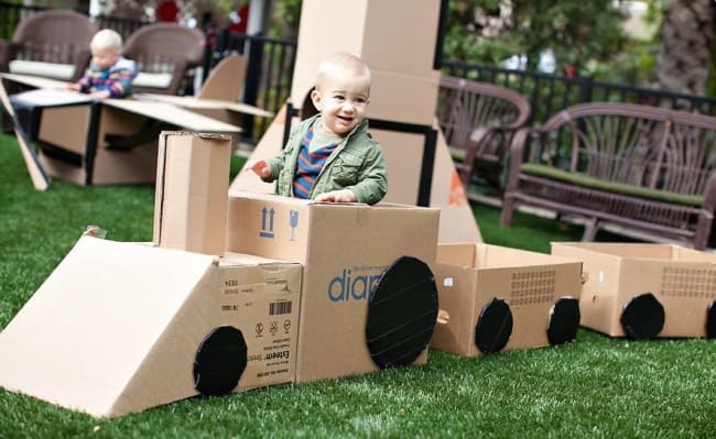 cardboard trains