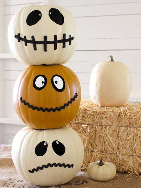 These cheery pumpkins will last much longer than carved ones since they are left intact. Theyre painted any way you want for Halloween 2017.