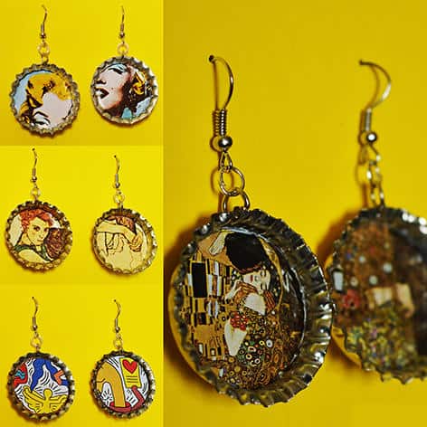 Turn bottle tops into beautiful Bottle Cap Earrings!